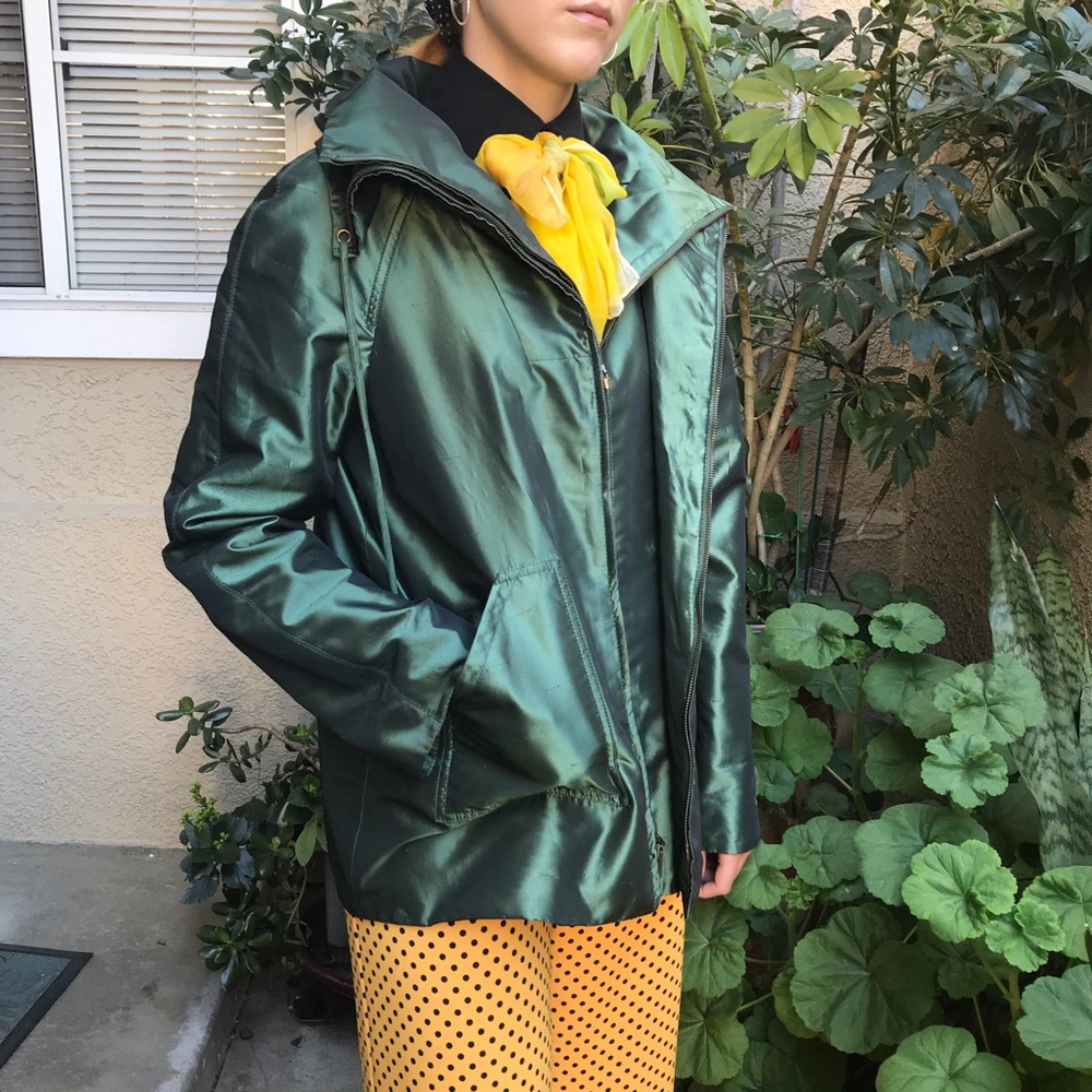 Vintage metallic green St. John Sport trench coat